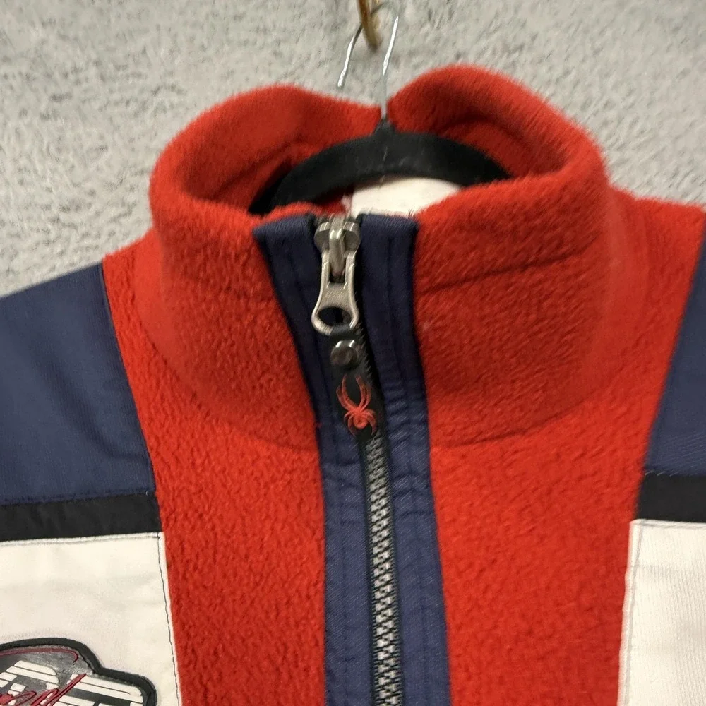 Spyder Vest‎ Mens Small Red Blue Fleece Zip Front Ski Snowboard Outdoor